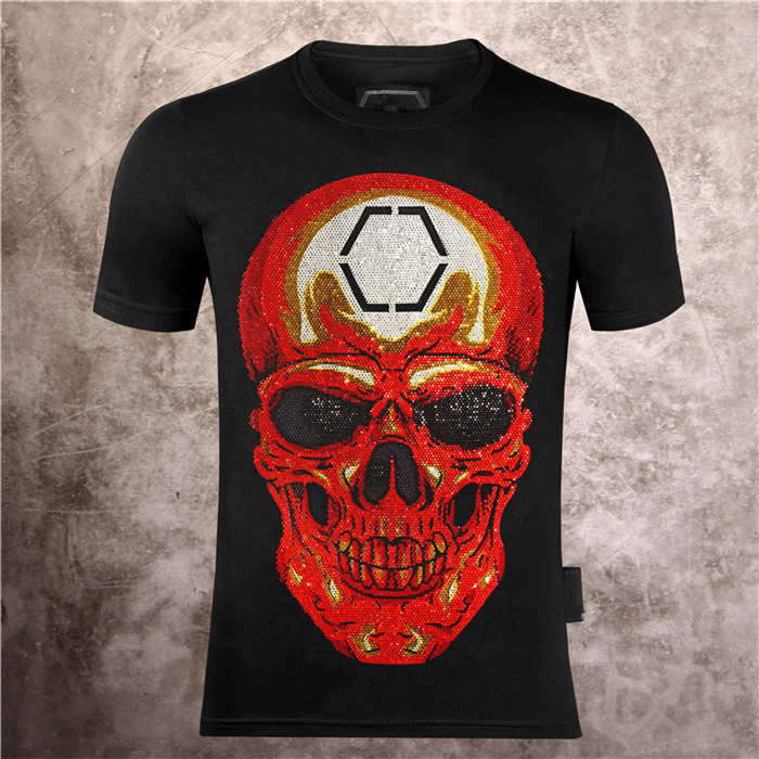 

Men Hip Hop Streetwear T Shirt Skull Diamond Washed T-shirt 2021 Cotton Tops Tees Black