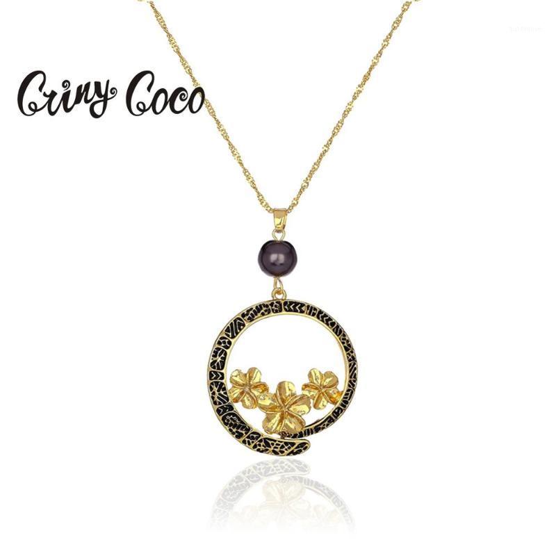 

Cring Coco Frangipani Pendants Necklaces Hawaiian Fashion Big Circle Enamel Chain Choker Necklace Birthday Gift Collares Jewelry1