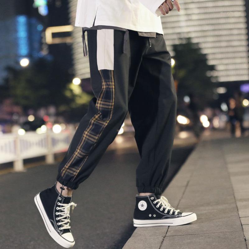 

Autumn Cotton Plaid Pants Men's Fashion Joggers Casual Pants Men Streetwear Wild Loose Hip-hop Harem Mens Trousers -3XL1, Black