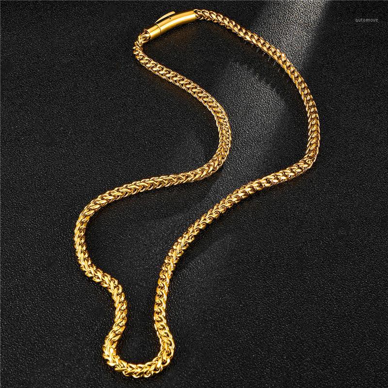 

D&Z Stainless Steel Men Chain Necklace Gold Color Wheat Cuban Link Chain Collares For Male Accessories1