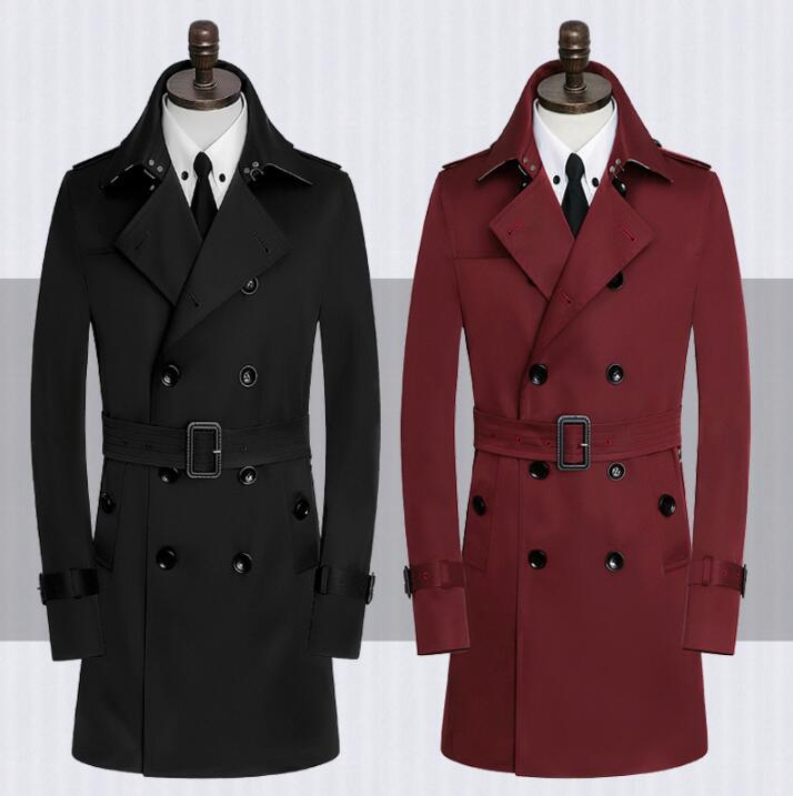 

Mens trench coats black wine red man double breasted coat men clothes slim overcoat long sleeve spring autumn big size  - 9XL, Beige