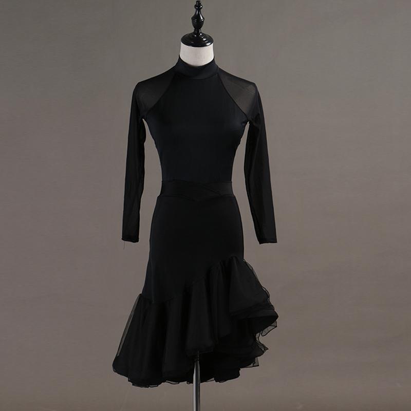 

Custom Black Latin Dance Dress Women Tango Salsa Samba Rumba Cha Cha Ballroom Practice Wear Ladies Performance Costume