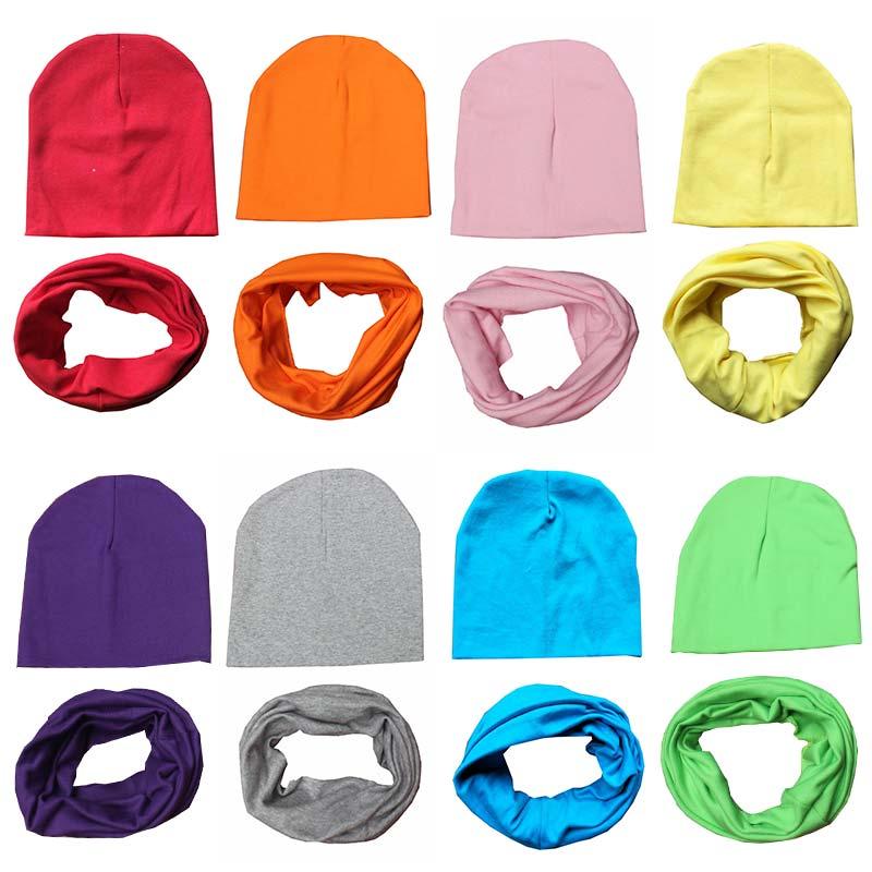 

Soft 19 Colors Girl Boy Cap Cotton Scarf Infant Comfortable 1Set Winter Autumn Baby Hat