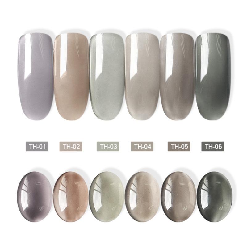 

Nude gray gel polish color 6ml gel paint nail polish color nude gray series UV LED polished top coat bottle, One set (6pcs)