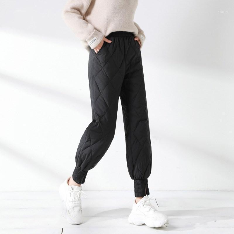 

Women Winter Thermal Down Pants Lightweight High Elastic Waist Loose Thick Down Trousers Outdoor Skiing Warm Cotton Pants1, Black