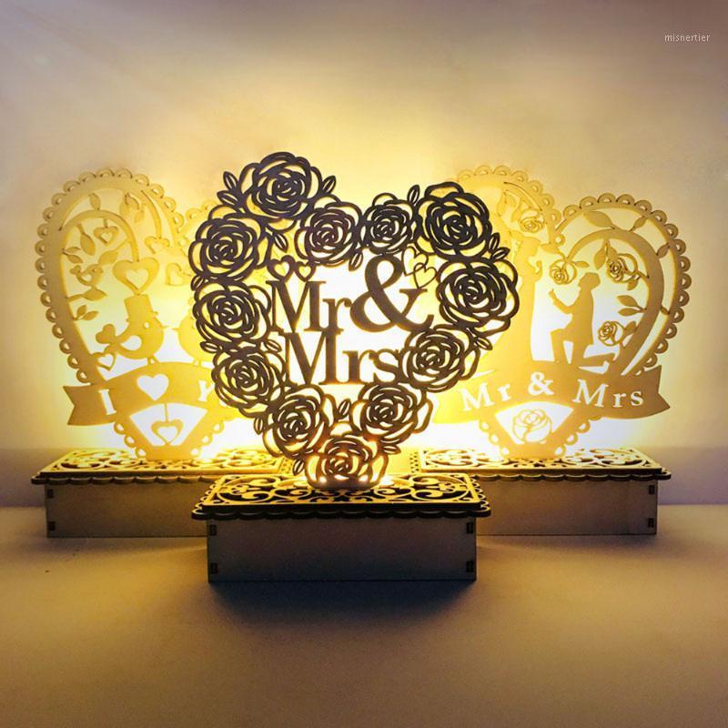 

Wooden Ornaments Mr&Mrs Wedding Decoration Rustic Wedding Favors Gifts DIY Valentine Gift For Girlfriend LED Night Light1