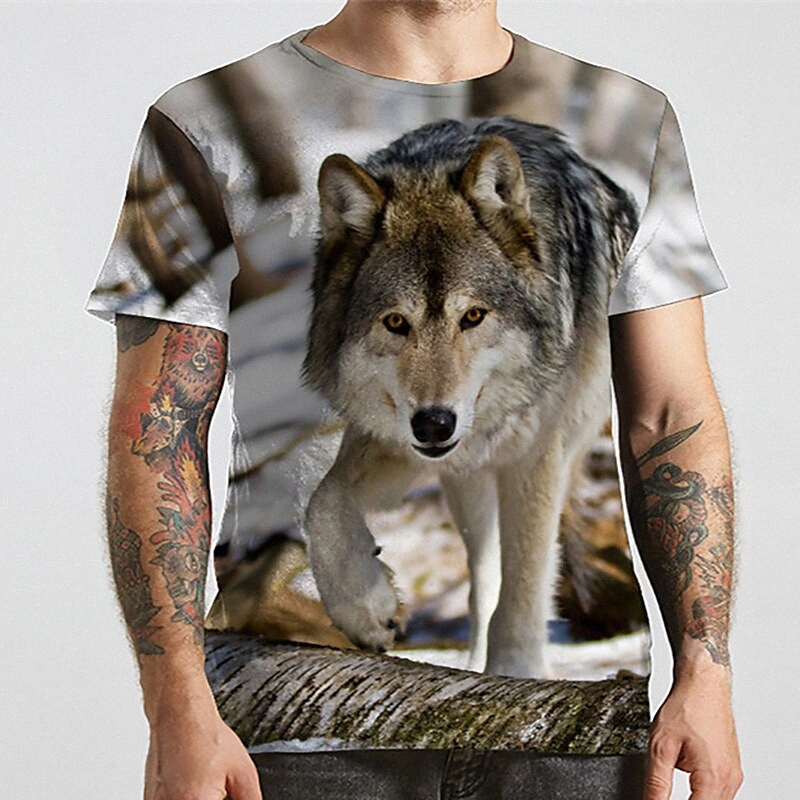 Men's Unisex Tee T shirt Shirt 3D Print Graphic Prints Wolf Animal Plus Size Round Neck Casual Daily Print Short Sleeve Tops Basic Designer