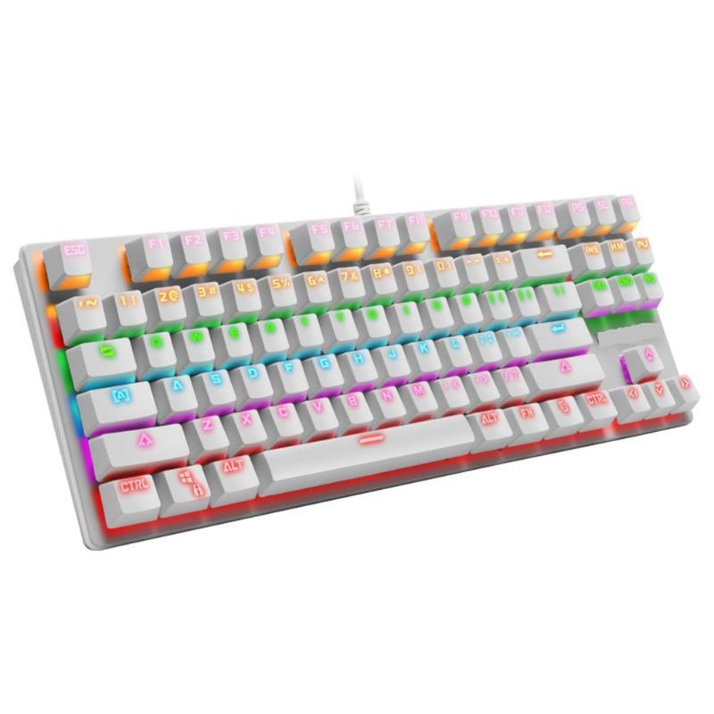 

Mechanical Keyboard Wired Gaming Keyboard LED White Black 87 Keys For Game Laptop PC Computer Gamer 919-10