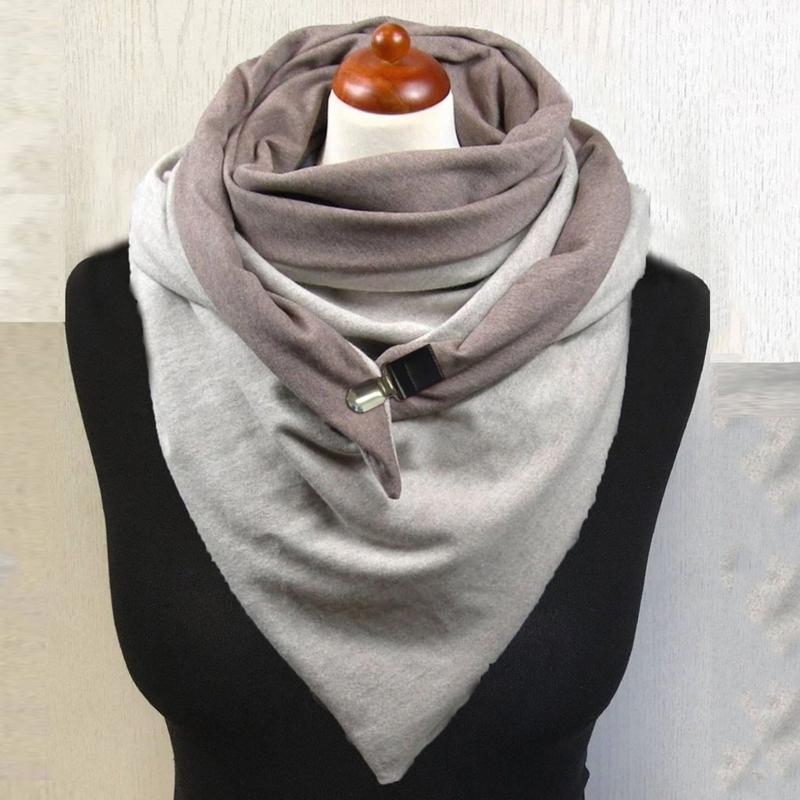 

Women Printing Scarf Fashion Retro Female Patchwork Button Multi-Purpose Shawl Scarf Casual Warm Scarves Foulard Femme#LR1
