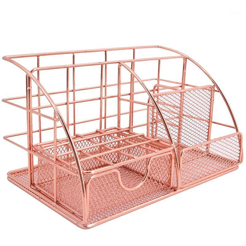 

Rose Gold Ladies Desktop Storage Box, Multi-Purpose Desktop Storage Box, with Pen Holder, Paper Box and Desk Drawer Stor1