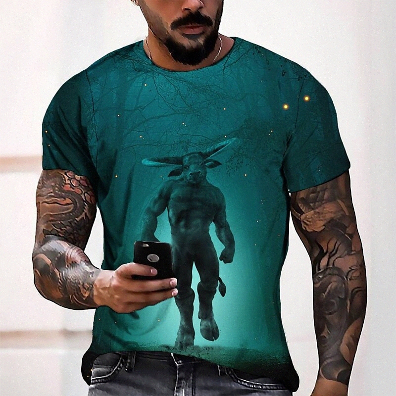 T-shirt Tee T-shirt 3D Imprimer graphique col rond décontracté quotidien quotidien 3D imprimé à manches courtes Haut de la mode Cool confortable