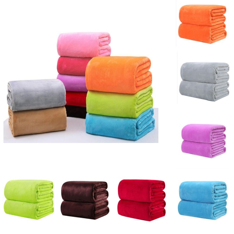 

10 Colors Warm Flannel Fleece Blankets Soft Solid Bedspread Plush Winter Summer Throw Blanket for Bed Sofa 1pcs HH9-3552