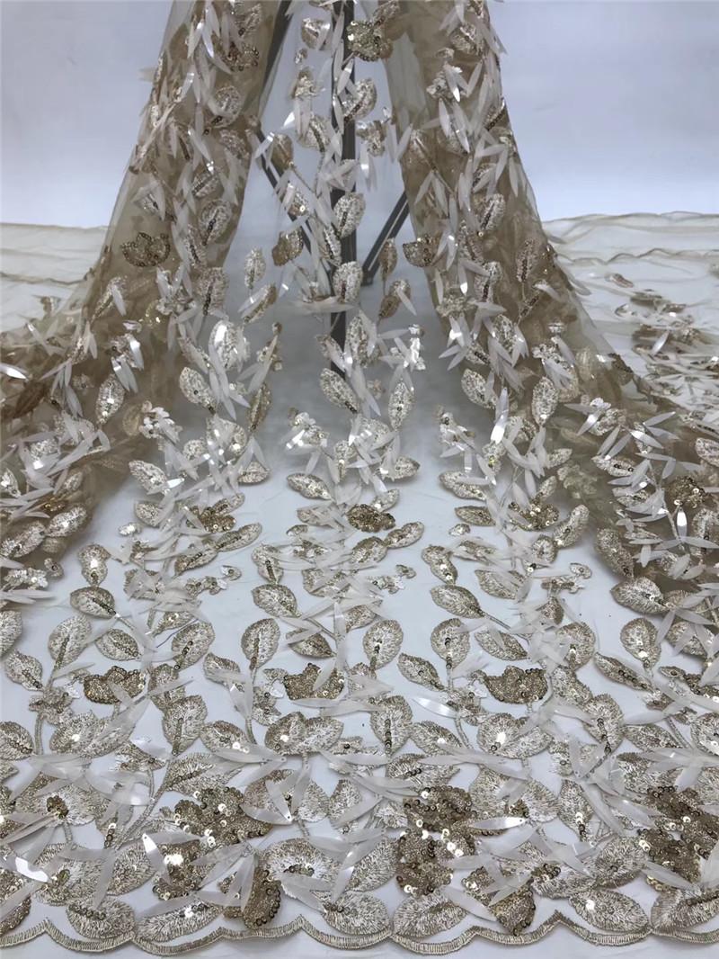 

2020 Latest Popular Designs Sequin flowers lace Fabric 1SU-5805 African Lace Fabric High Quality for fashion show