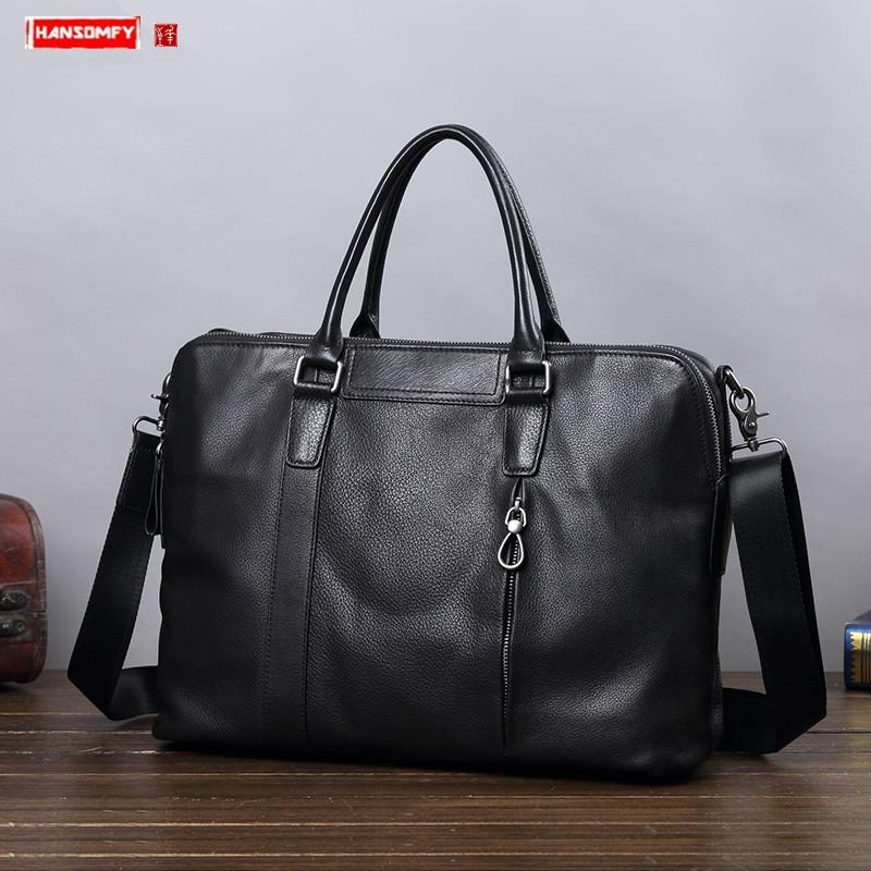 

Business Briefcase Men's Bag Leather Handbag Leather Shoulder Messenger Bag Large Capacity Computer Leisure Travel Bags