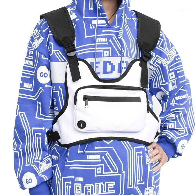 

Men's Black Chest Rig Bag Nylon Tactical Bag Hip Hop Style Casual Clothing Functional Chest Rig Tactical Waist Pack Kanye1, White