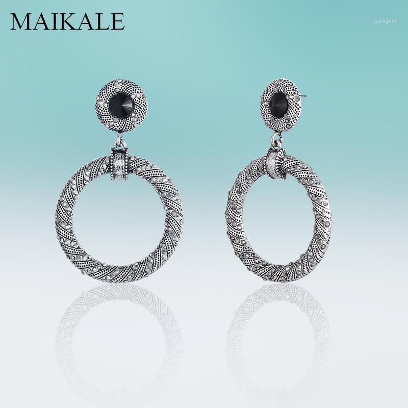 

Dangle & Chandelier MAIKALE Vintage Occident Big Circle Zinc Alloy Earrings Hanging Rhinestone Drop Earring For Women Jewelry Classic Gifts1