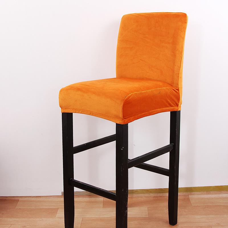 

Velvet Bar Stool Short Back Dining Chair Cover Stretch Washable Elastic Seat Covers Slipcovers for Banquet Hotel Office Kitchen