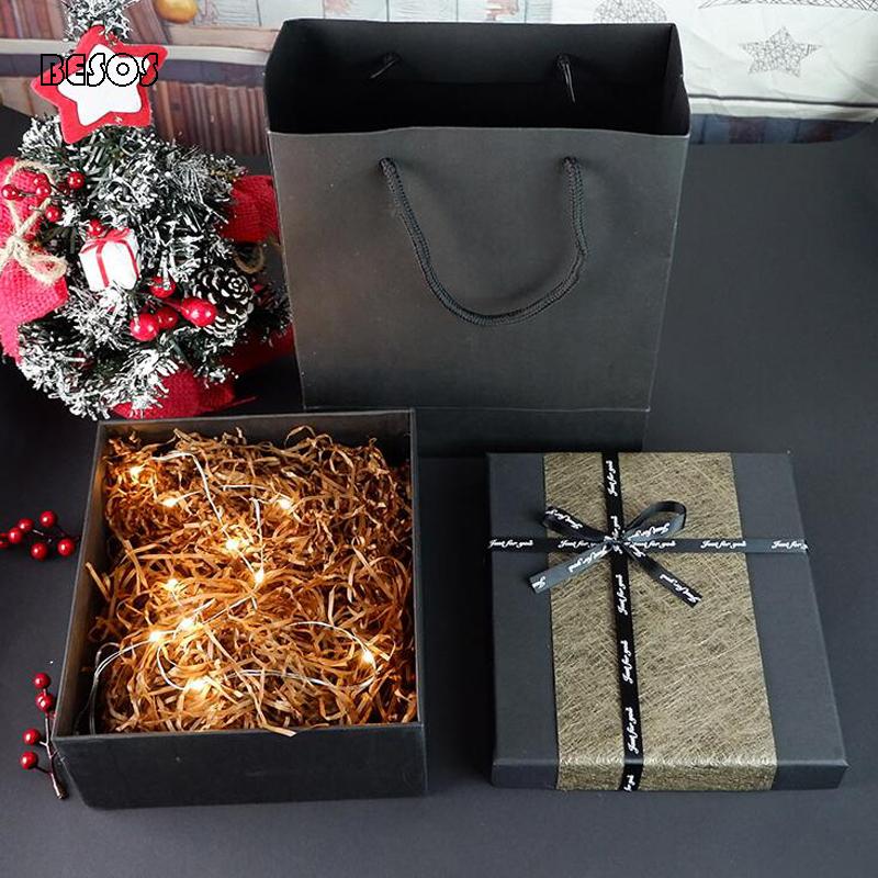 

Simple High-end Valentine's Day Party Black Gold Ribbon Bow Gold Silver Wire Decoration Perfume Lipstick Enlarged Gift Box B173D