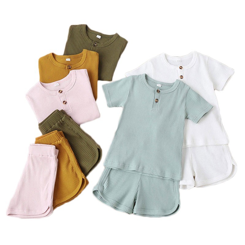 

New 2pcs Toddler Kids Girl Short Sleeve t Shirt Tops Solid Shorts Pants 2021 Summer Cotton Baby Boy Ribbed Outfits Clothes Set Zbwo, Hp20924a set5