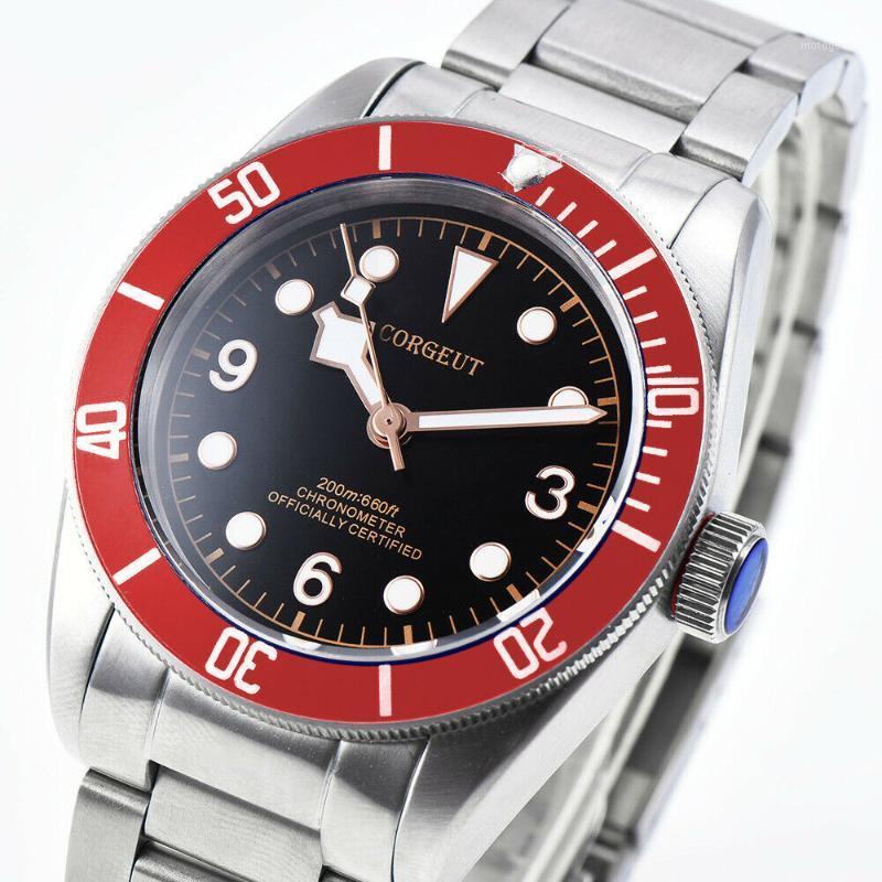 

Corgeut 41mm Automatic Mechanical Mens Watch Luminous Sapphire Glass Clock Black Dial Luxury Diver WristWatch Men1, No3