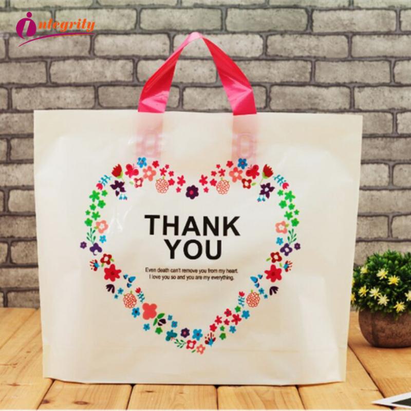 

INTEGRITY 50pcs 4 Sizes clothing Plastic carry bag Wedding floral Gift Thick Boutique Gift Shopping Packaging Plastic Handle Bag