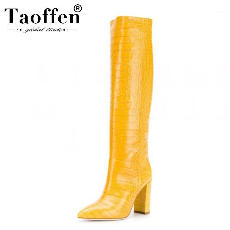 

Taoffen 5 Color Sexy Brand Women Knee High Boots High Quality Super Heels Winter Warm Boots Party Shoes Women Size 34-431, Black