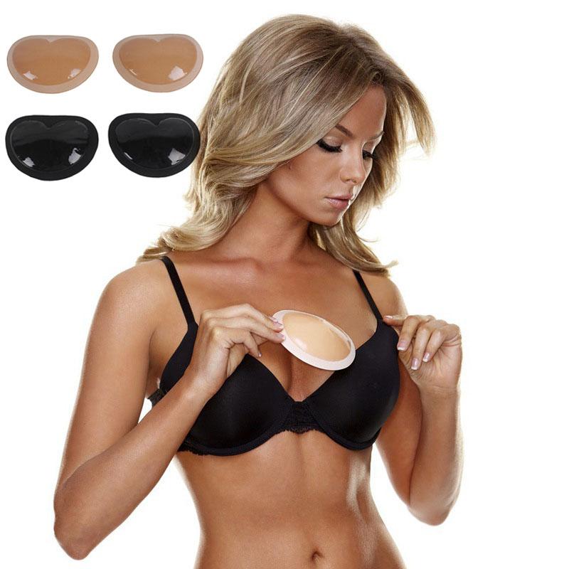

Women's Bra Solid Silicone Self-adhesive Sponge Pad Invisible Bra Breast Enhancement Thickening Underwear Pad Sport Top, Black