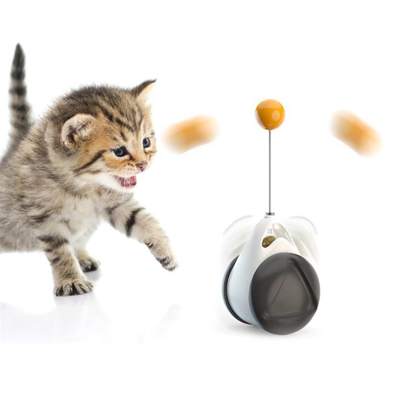 

Tumbler Swing Toys For Cats Kitten Interactive Balance Car Cat Chasing Toy With Catnip Fake Feather Cat Training Supply 5 Colors