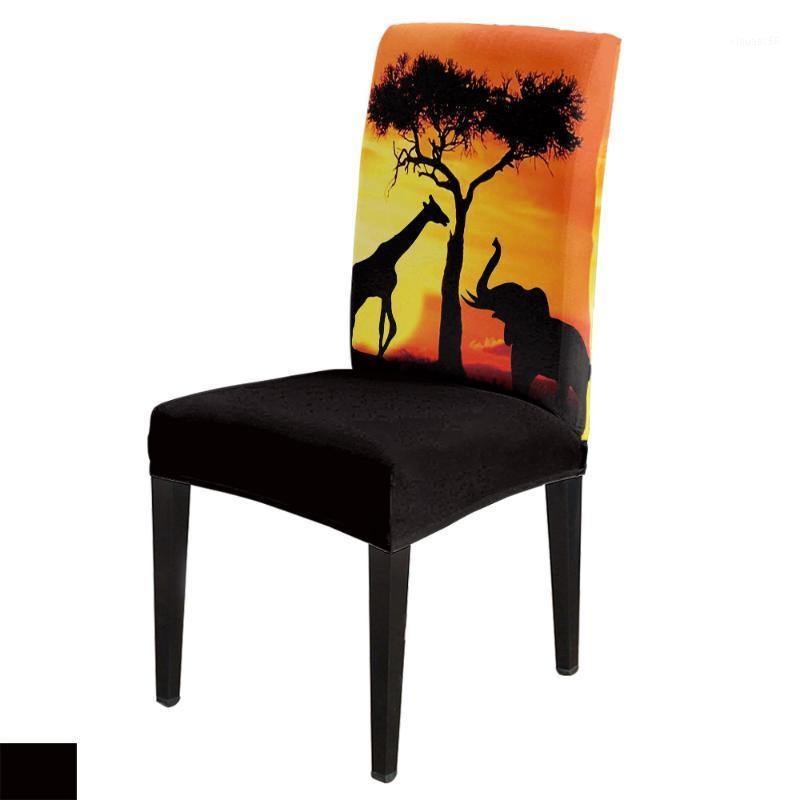 

6/8Pcs Africa Elephant Giraffe Dining Chair Cover Spandex Elastic Chair Slipcover Case Stretch for Wedding Hotel Banquet1