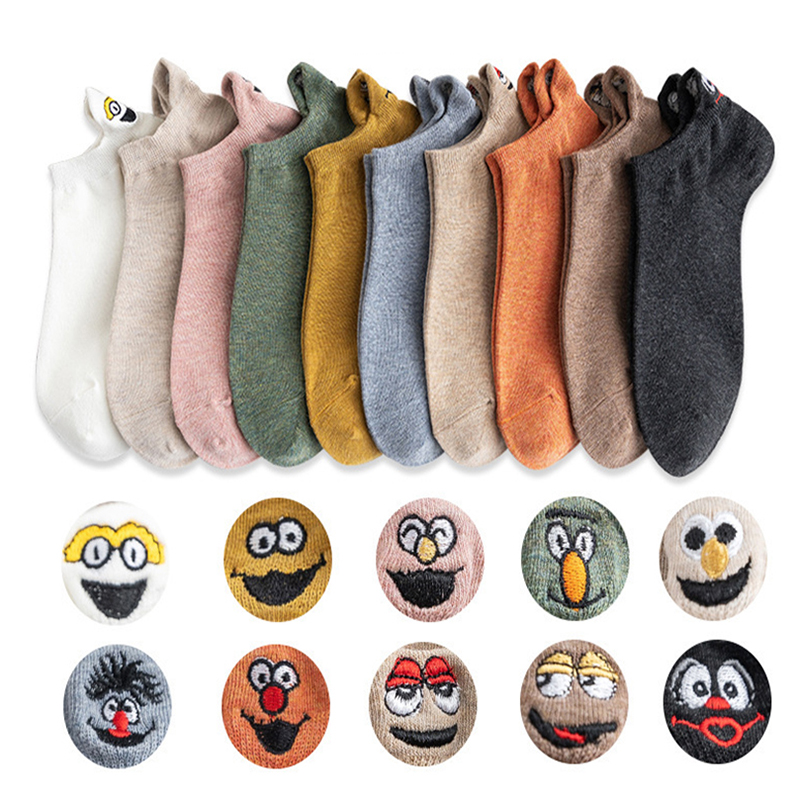 

10Pair Pack Socks Woman Short Kawaii Cute Happy Ankle Socks Set Cartoon Funny Cotton Harajuku Korean Women Calcetines, Photo color