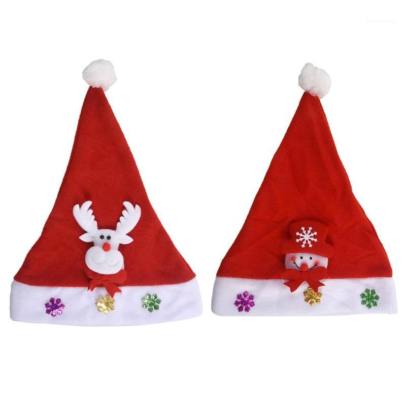 

2Pcs with Led Lights Children Hat Cap Christmas Cap Size: 30 X 25Cm - Elk Pattern & Snowman Pattern1
