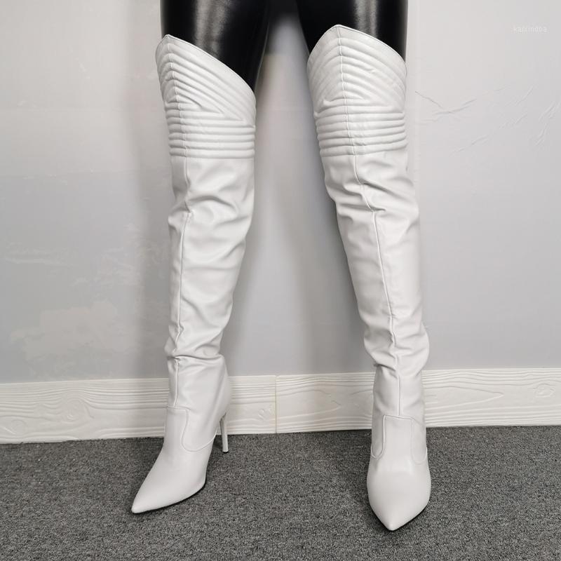 

Dovereiss Fashion Women's Shoes Winter Pointed Toe sexy Zipper new Pure color white Over the knee boots Stilettos heels 35-471