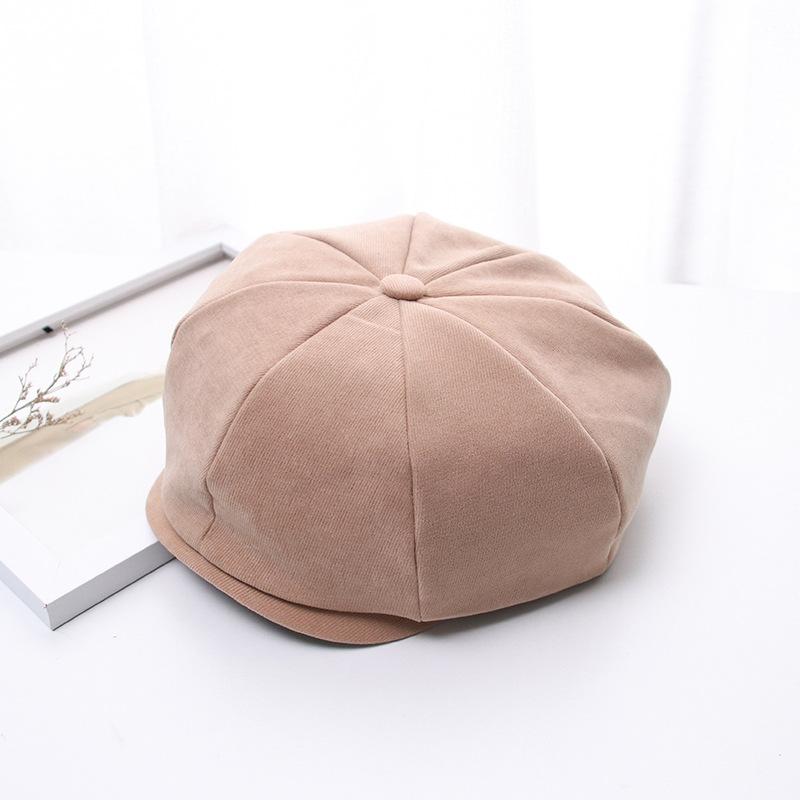 

Solid Beret Casual Painter Hat Peaked Octagonal Hats for Women and Girl 20, Black