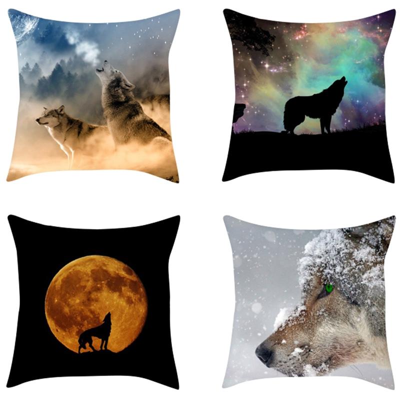 

Natural Animal Cushion Cover Wolf Dog Soft Throw Pillow Cover Decorative Sofa Pillow Case Pillowcase, Multi