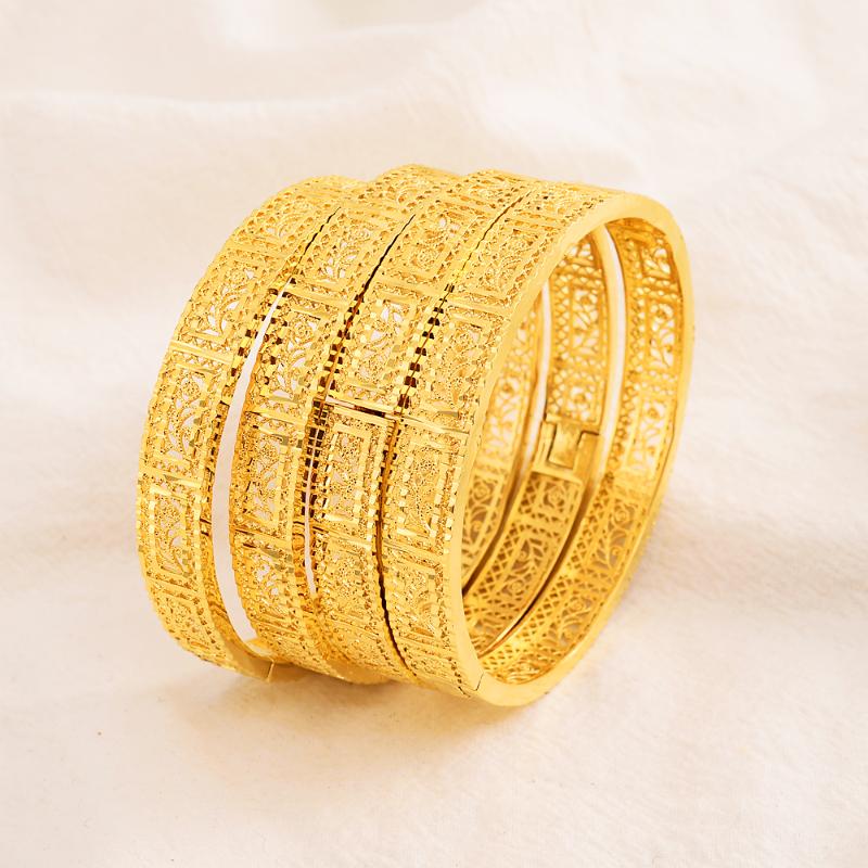 

4pcs 24K Dubai bangles Ethiopian jewelry bracelets for women African wedding jewelry For Bangles Party gifts