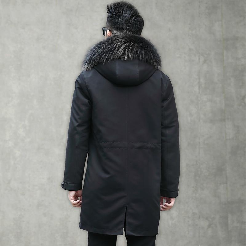 

Wool Winter Coat Men Raccoon Collar Real Fur Parka for Mens Clothing 2020 Casaco V18-2511 YY938, Black