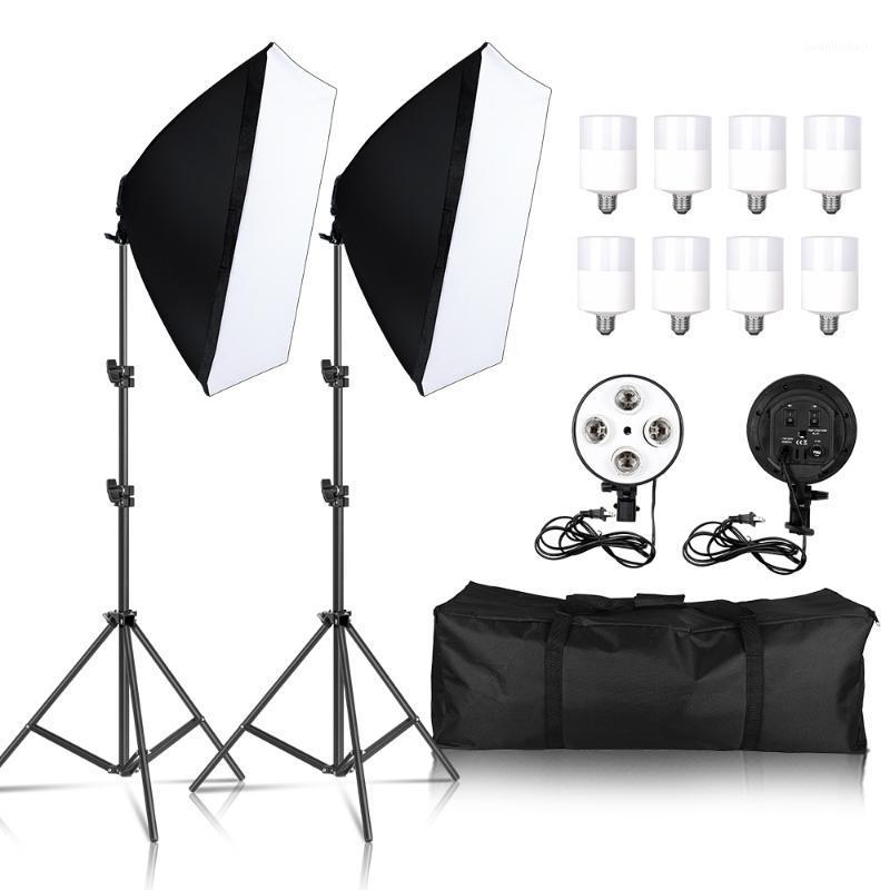 

Photography softbox for photo studio light box professional E27 socket softbox lighting kit with 2pcs tripod and LED bulb1