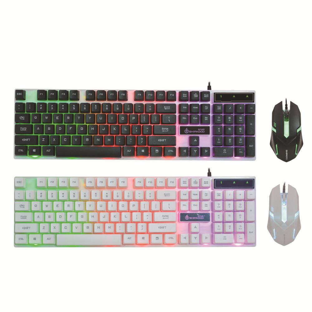 

Rainbow Backlight USB keyboard+mouse Set Ergonomic Gaming Keyboard And Mouse Set for PC Laptop gamer