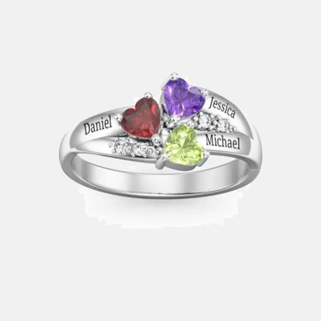 

Fine jewelry Authentic 925 Sterling Silver Ring Fit Pandora Charm Personalized custom Heart Birthstone Engraved Names Engagement DIY Wedding Rings, Golden;silver