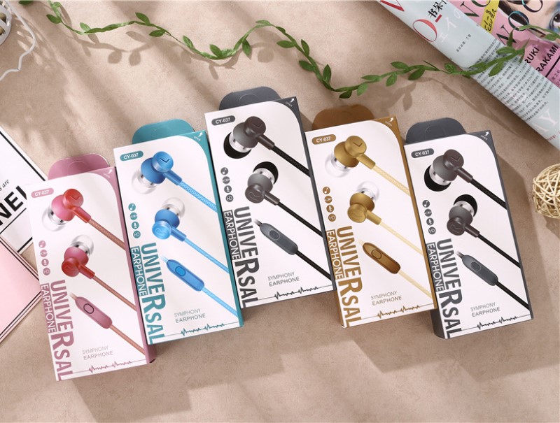 

wholesale Earphones earbuds Earphone 3.5mm Headphones In-Ear headset with mic for Mp3 Mp4 Cell phone tablet CY-037, Gold