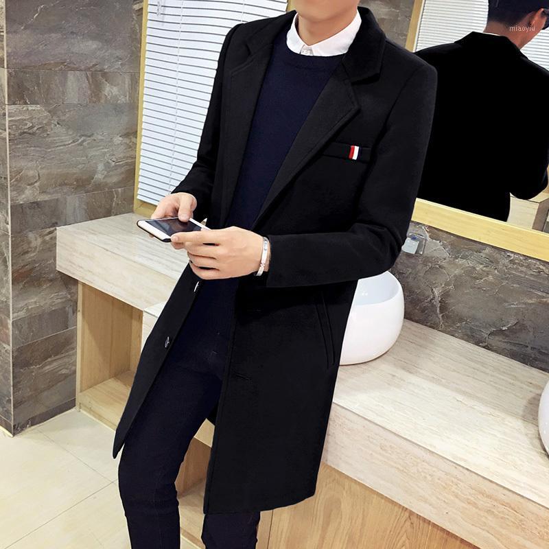 

Men's Trench Coats Autumn Winter Coat Men Casual Long Plus Size 5XL Mens Wool Jackets Windbreakers Male Clothes LWL6391, F08black