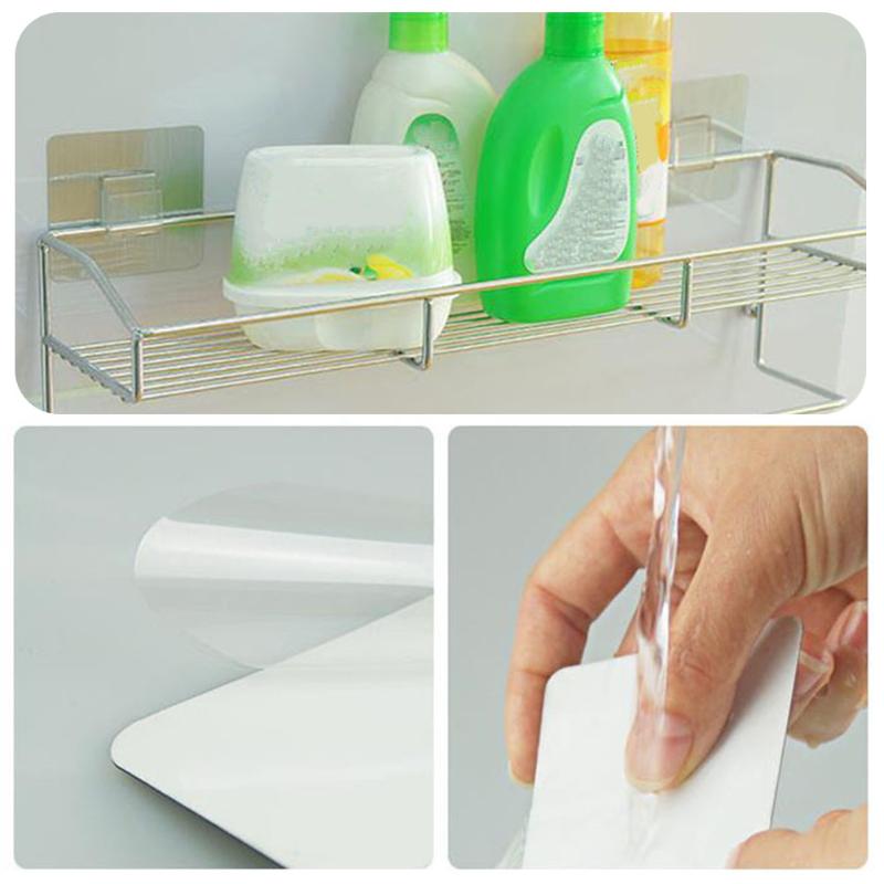 

Removable Accessories Bathroom Kitchen Reusable Traceless Self Adhesive Strong Load Stainless Steel Wall Mounted Hooks Washable