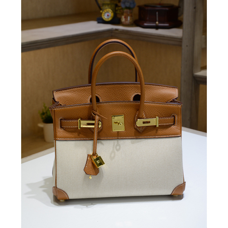 

Customized Layer Quality Womens Cowhide Linen First High Rough Leather Classic Shoulder Canvas Handbag Crossbody Bags Birkin Bag Qndwc, Red;black