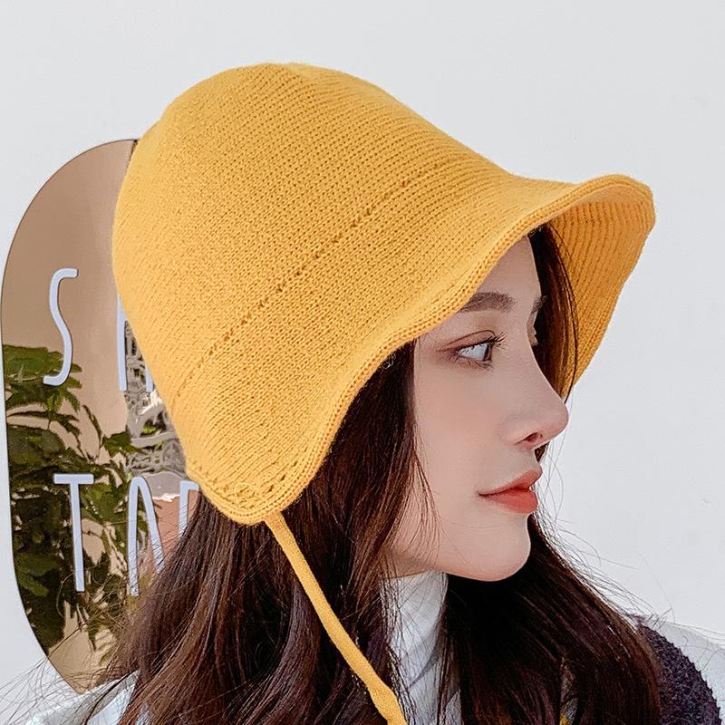 

Sparsil women Winter Bucket Hat Female Women Knitted Wool Caps, Black