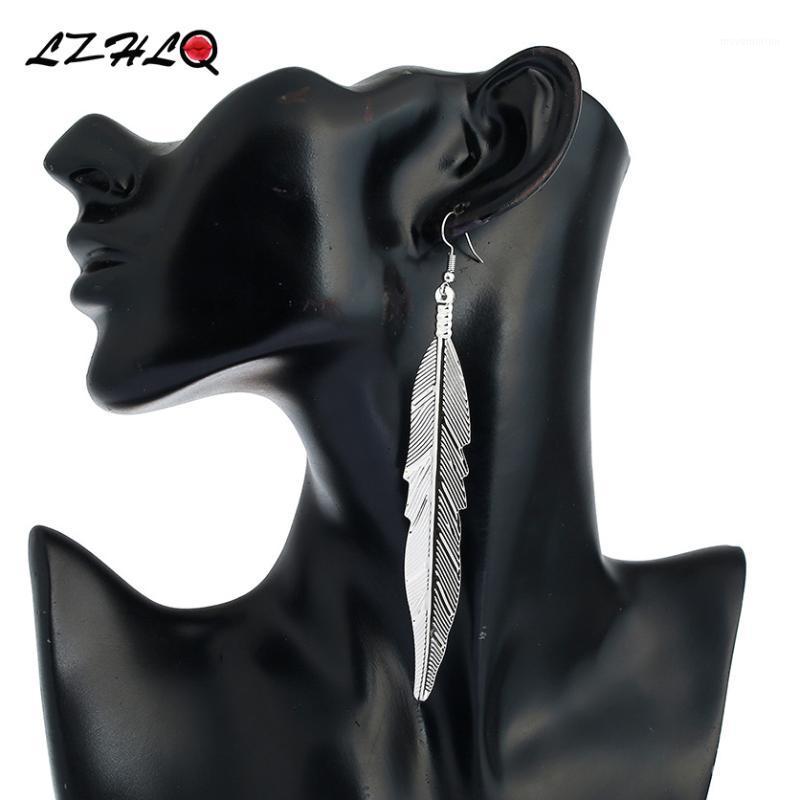 

LZHLQ Vintage Willow Leaf Long Earrings Women Fashion Metal Pattern Plated Drop Earrings 2020 Jewelry Accessories1
