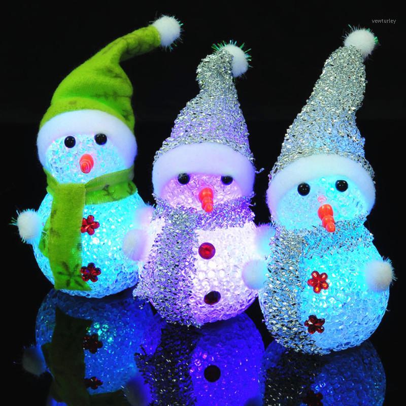 

1pc New Christmas Decorations Snowman Night Lights Colorful Eye-lantern Snowman LED Light Change Color Nightlights1