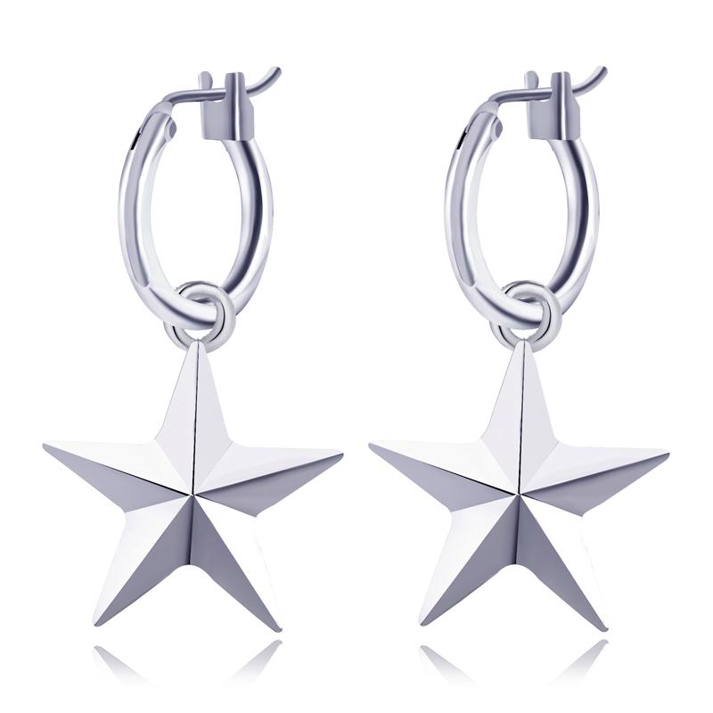 

GEOMEE 1Pair Charm Pentastar Hoop Earring for Women Jewelry Design Star Pandent Geometric Minimalist Pendientes E114