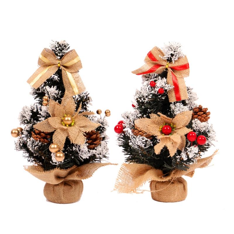 

Mini Artificial Christmas Tree with Ornaments Christmas Decoration with for Pine Cone Burlap Tabletop and Desk Tops Pine Tree