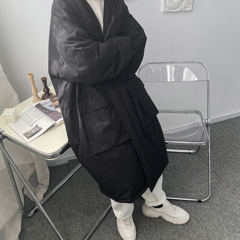 

Cotton 2021 Male Coat Autumn and Winter New Large Niche Pocket Thick Jacket Man Clothes V6LV, Black