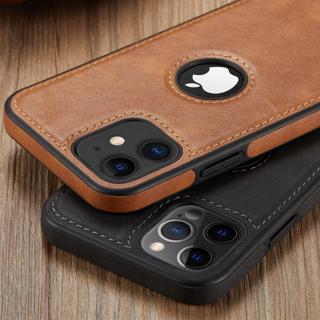 

Luxury PU Leather Phone Cases For iPhone 13 Pro 11 12 Pro Max XR XS X 7 Plus case Slim Soft Back Cover, Black